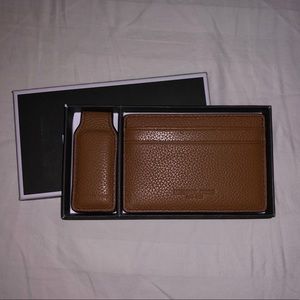 MICHAEL KORS Brown Leather Card Case & Money Clip